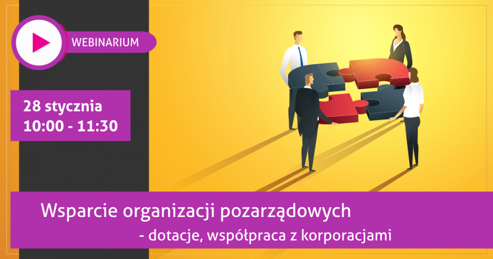 Webinarium dla organizacji pozarządowych: `Wsparcie organizacji pozarządowych – dotacje, współpraca z korporacjami”