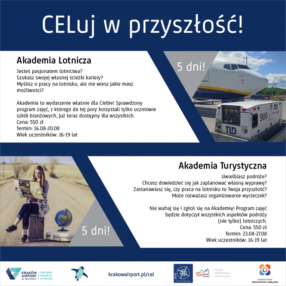 Centrum Edukacji Lotniczej Kraków Airport zaprasza na Wakacyjne półkolonie dla uczniów szkół średnich